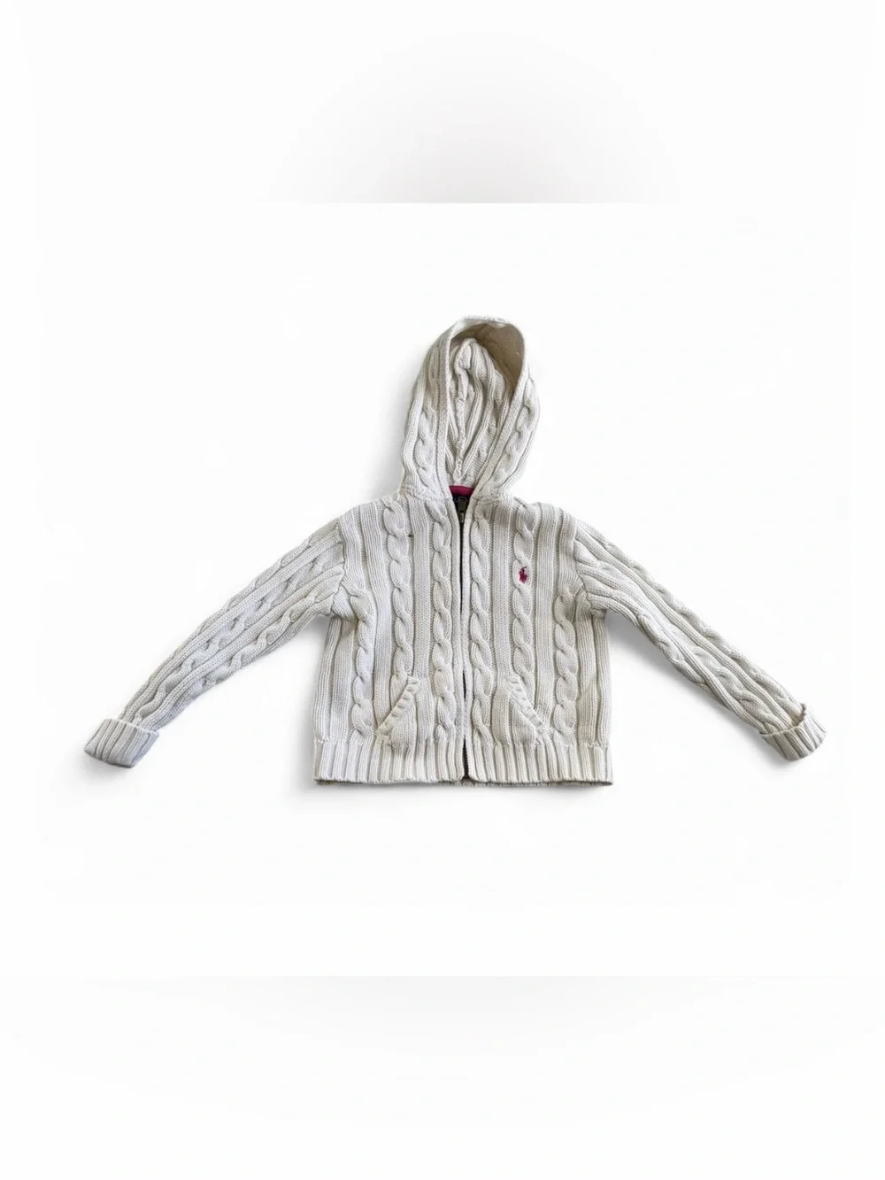Ralph Lauren Cable Knit Cotton Jacket Cardian Girls 24 Months Cream Sweater